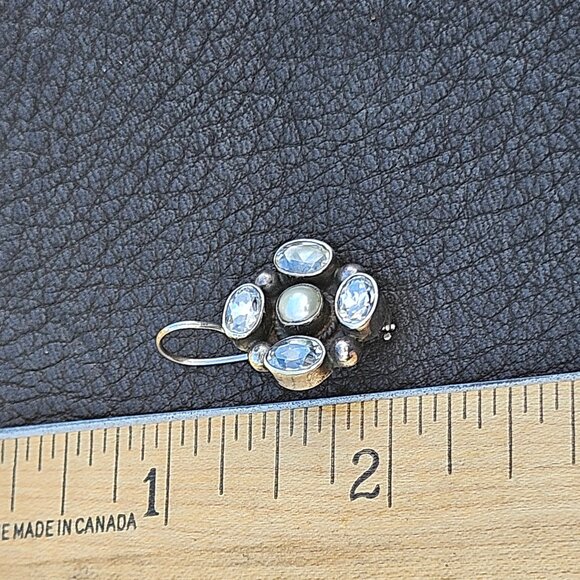Sterling Silver, Crystal and Freshwater Pearl Earrings - Picture 4 of 5